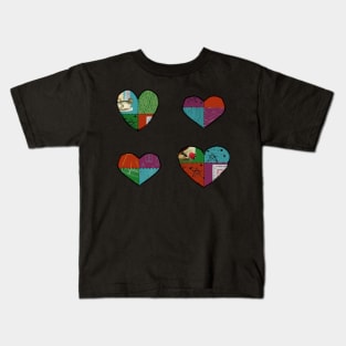 Jewel-Tone Patchwork Hearts Kids T-Shirt